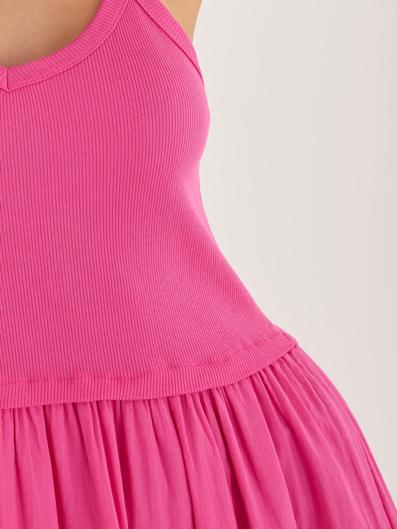 Fuchsia cotton dress with lining.