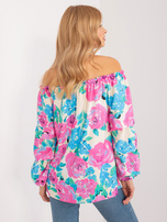 Hurt Niebieska bluzka hiszpanka w kwiaty RUE PARIS