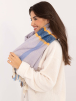 Hurt Jasnofioletowy gruby szal damski z frędzlami