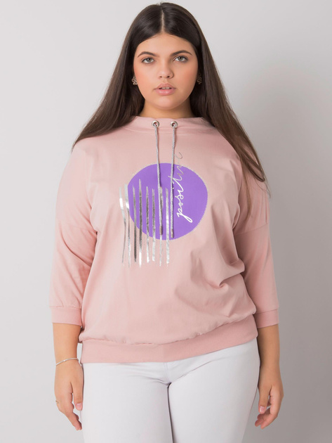 Brudnoróżowa bluzka plus size z aplikacją Bella