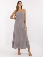 Szara maxi sukienka z falbaną Giuseppina FRESH MADE