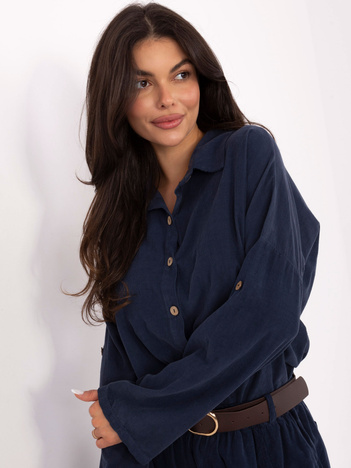 Ciemnoniebieska sztruksowa koszula od kompletu