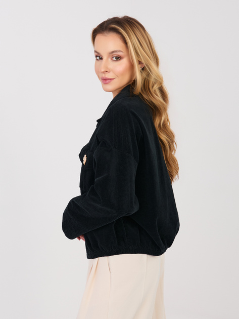 Czarna sztruksowa kurtka z kołnierzem RUE PARIS