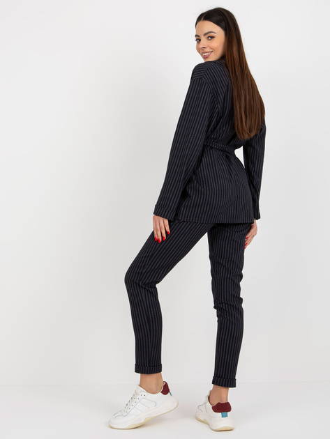 Hurt Granatowa elegancka marynarka od garnituru z paskiem