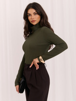 Khaki damski bluzka basic w prążki 
