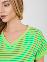 Jasnozielony damski t-shirt oversize z dekoltem V