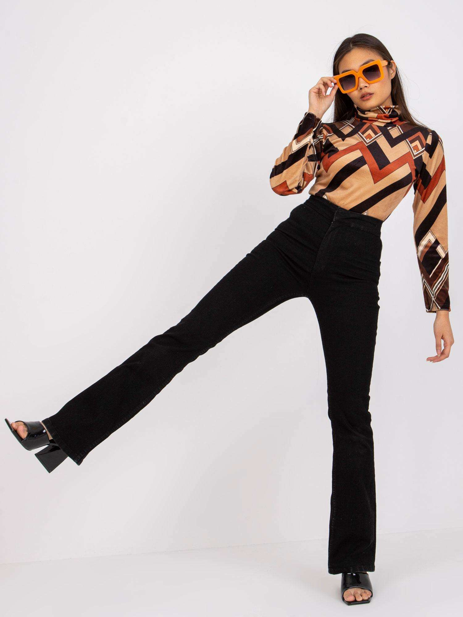 Brown and black Biloxi turtleneck blouse