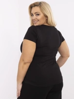 Czarny t-shirt plus size z okrągłym dekoltem RUE PARIS 