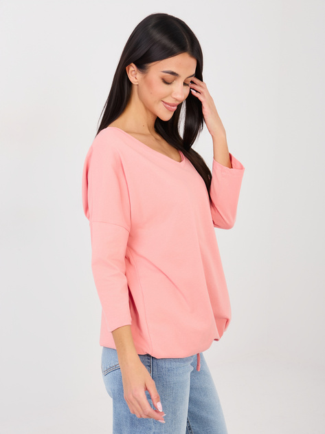 Brzoskwiniowa bluzka z okrągłym dekoltem RUE PARIS