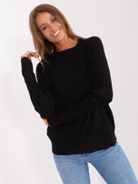 Hurt Czarny damski sweter klasyczny ze ściągaczami