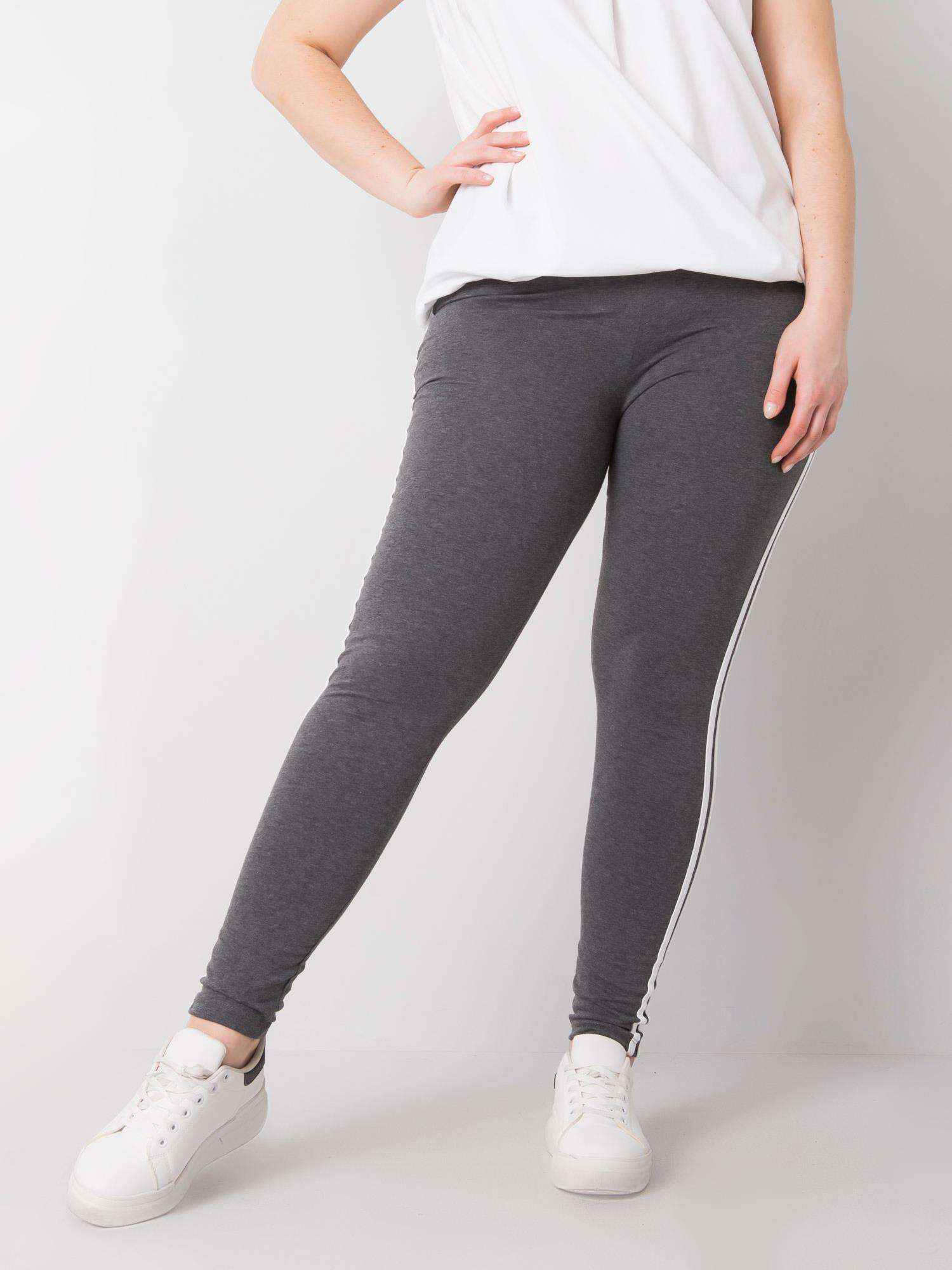 Tmavosivé melanžové legíny z bavlny plus size Millie.