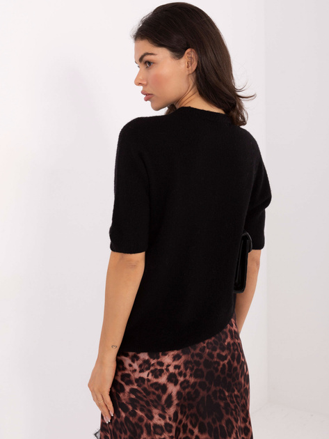 Czarny damski sweter ze ściągaczami