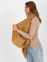 Hurtownia Ciemnobeżowy damski szal z nadrukiem