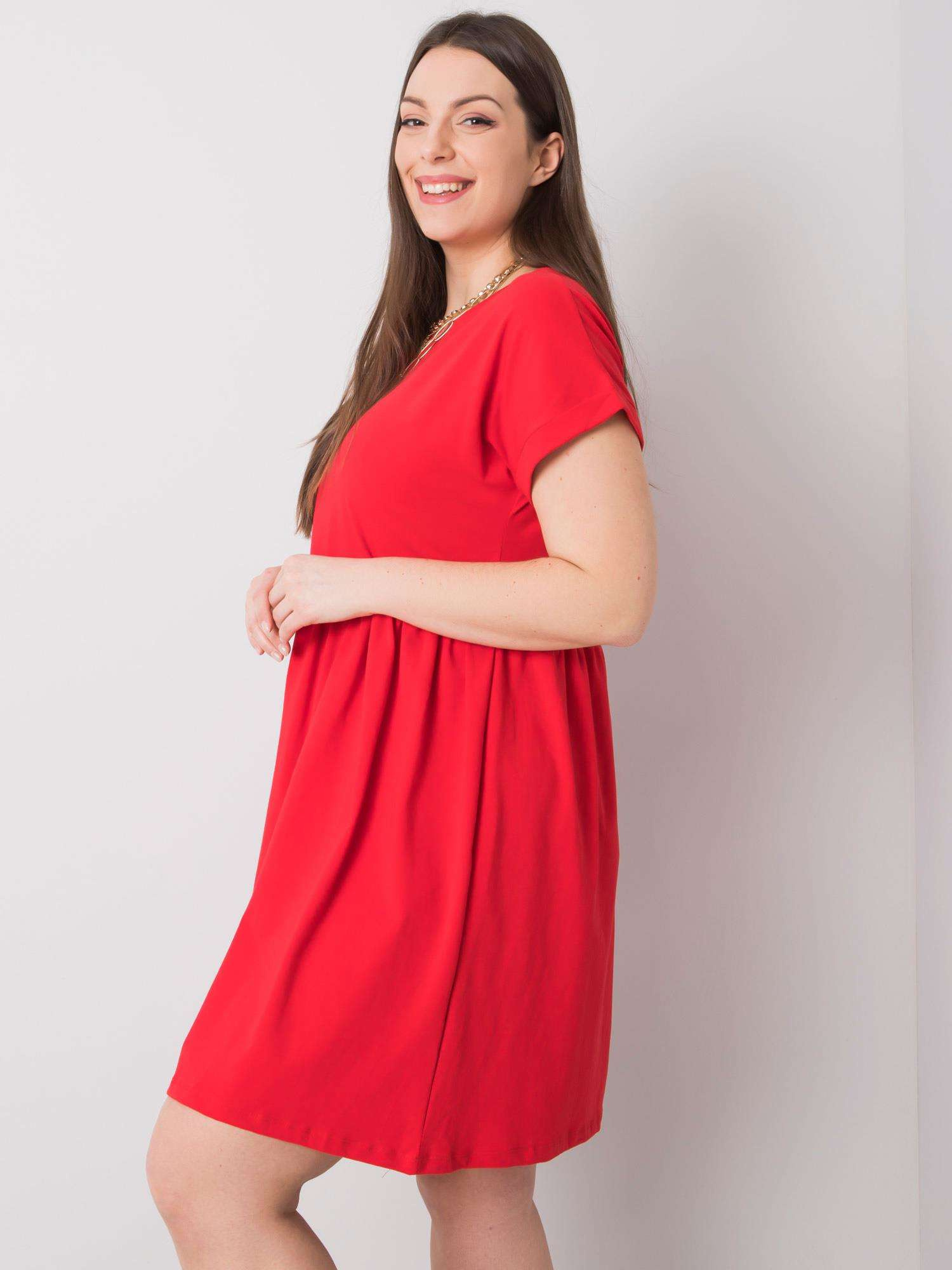 Červené bavlněné šaty plus size Molly.