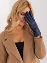 Hurt Granatowe rękawiczki ze skórą ekologiczną