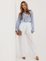 Białe damskie spodnie palazzo z zakładkami RUE PARIS