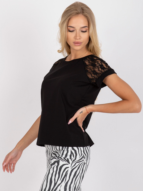 Czarna bluzka na co dzień z bawełny RUE PARIS