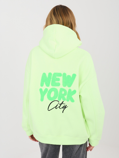 Fluo zielona dresowa bluza z naszywkami