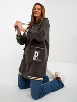 Hurt Khaki długa bluza rozpinany z aplikacją i napisami 