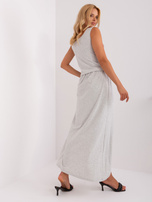 Hurt Jasnoszara maxi sukienka na co dzień z rozcięciem