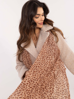 Hurtownia Camelowo-jasnobrązowa chusta z printem