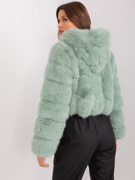 Hurtownia Pistacjowa damska kurtka z futra ekologicznego