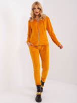 Hurt Ciemnożółty damski komplet welurowy z wiskozy