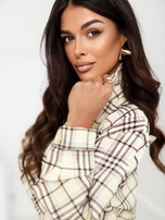 Jasnożółta damska koszula oversize w kratę