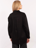 Hurtownia Czarna bawełniana koszula z kołnierzykiem