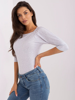 Hurtownia Jasnoszara codzienna bluzka z bawełny 