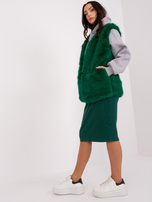 Hurtownia Ciemnozielona futrzana kamizelka damska