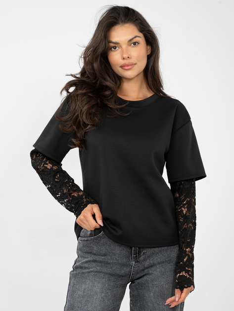 Czarna bluzka z koronkowymi rękawami