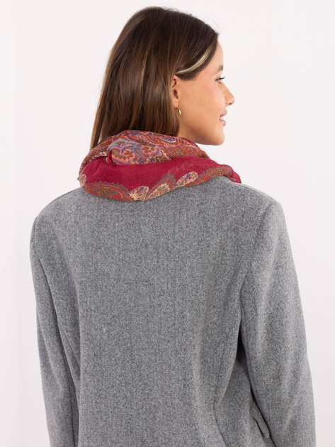 Bordowa damska chusta z frędzlami