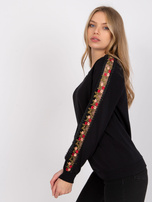 Black sweatshirt with decorative sleeves Adana RUE PARIS.