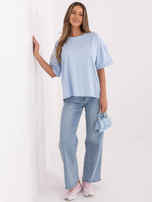 Jasnoniebieski bawełniany t-shirt basic RUE PARIS