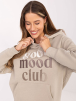 Jasnobeżowa bluza kangurka z haftem SUBLEVEL 