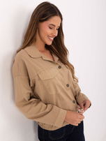 Camelowa koszula ze ściągaczem na dole RUE PARIS 