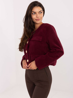 Bordowy elegancki żakiet z podszewką RUE PARIS 