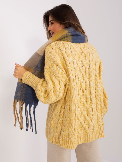 Hurtownia Camelowo-szary szal z frędzlami