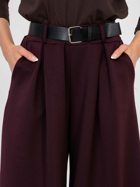 Śliwkowe spodnie spodnie palazzo z paskiem RUE PARIS