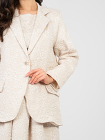 Jasnobeżowa żakardowa marynarka z podszewką RUE PARIS