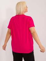 Hurt Fuksjowa bawełniana bluzka plus size z krótkim rękawem