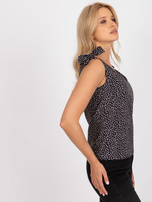 Czarny wzorzysty top z dekoltem w serek RUE PARIS