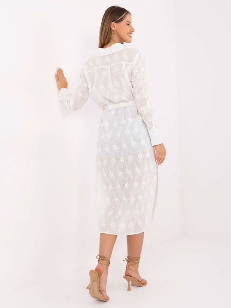 Biała długa koszula z kwiatowym haftem