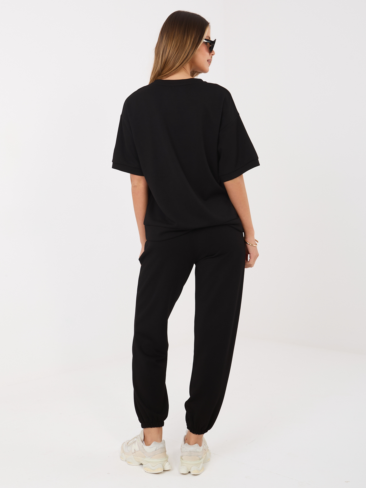 Czarny dwuczęściowy komplet z naszywką RUE PARIS 