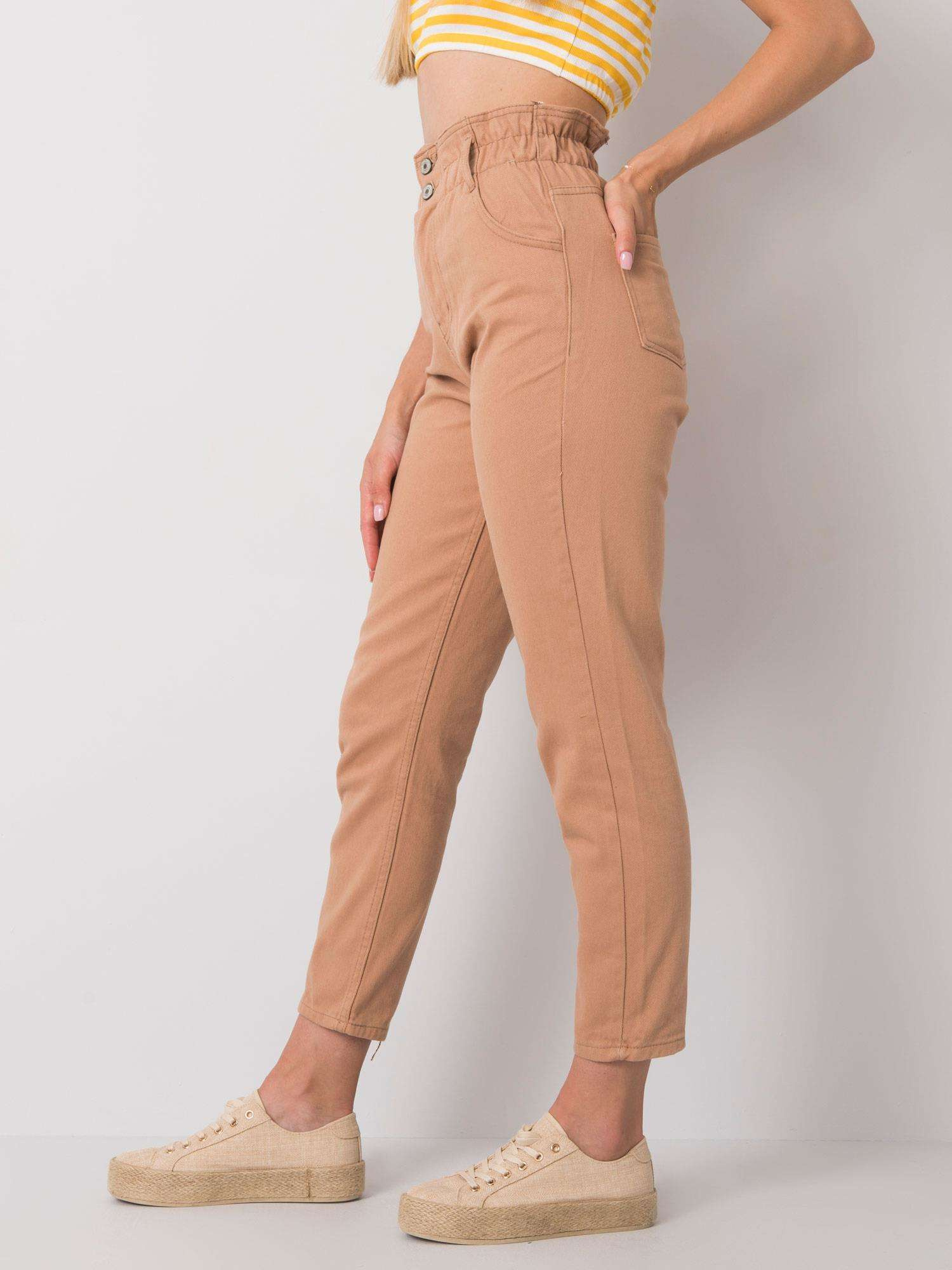 Camelowe jeansy high waist Araceli RUE PARIS