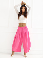 Ciemnoróżowe sztruksowe spodnie alladynki