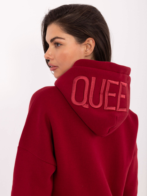 Bordowa dresowa bluza z ociepleniem