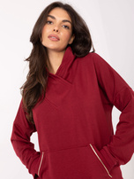 Bordowa bluza kangurka o kroju oversize RUE PARIS