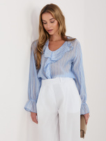 Jasnoniebieska prześwitująca bluzka z długim rękawem